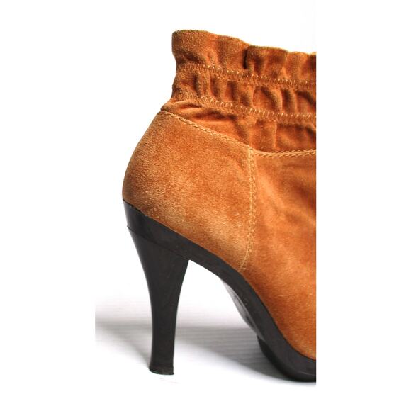 MICHAEL KORS Tan Suede Leather High Heeled Front Zip Ankle Boots Women 7 - Picture 6 of 12